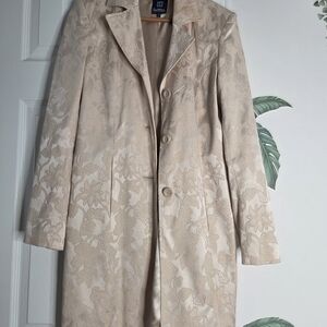 Patterned Cream Trench Coat